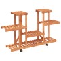 Soporte para flores con ruedas madera maciza abeto 110x25x78 cm