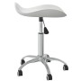 Taburete de salón de belleza de cuero sintético blanco