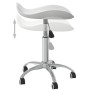 Taburete de salón de belleza de cuero sintético blanco