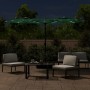 Sombrilla doble de jardín con luces LED verde 316x145 cm