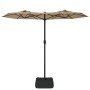 Sombrilla doble de jardín con luces LED gris taupe 316x145 cm