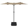 Sombrilla doble de jardín con luces LED gris taupe 316x145 cm