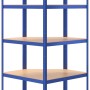 Estantería esquina 5 niveles madera contrachapada y acero azul