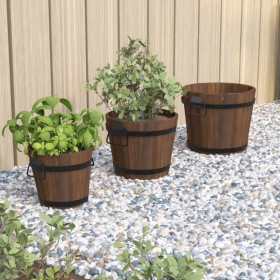 Juego de maceteros cubo de madera 3 piezas madera maciza abeto