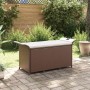 Banco de jardín con cojín ratán sintético marrón 116x46x57 cm