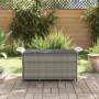 Banco de jardín con cojín ratán sintético gris 116x46x57 cm