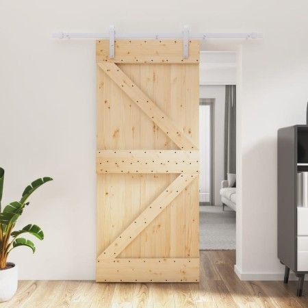 Puerta corredera con herrajes madera maciza de pino 90x210 cm von vidaXL, Türen - Ref: Foro24-3203007, Preis: 189,34 €, Rabat...
