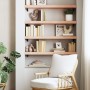 Estante de pared madera maciza roble sin tratar 80x30x(2-6) cm