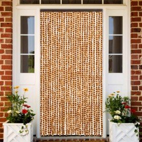 Cortina antimoscas chenilla ocre y blanco 118x220 cm Cortina antimoscas chenilla ocre y blanco 118x220 cm