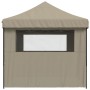 Tienda de fiesta plegable Pop-Up con 4 paredes laterales taupe