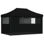 Tienda de fiesta plegable Pop-Up con 4 paredes laterales negra