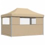Tienda de fiesta plegable Pop-Up con 3 paredes laterales beige