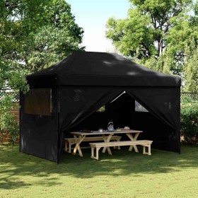 Tienda de fiesta plegable Pop-Up con 4 paredes laterales negra