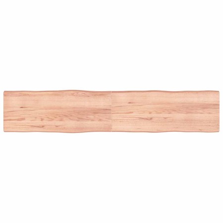 Tablero mesa madera tratada borde natural marrón 200x40x(2-6)cm