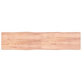 Tablero mesa madera tratada borde natural marrón 220x50x(2-6)cm