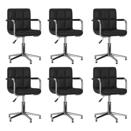 Drehbare Esszimmerstühle 6-teilig aus schwarzem Kunstleder von vidaXL, Essstühle - Ref: Foro24-3088083, Preis: 439,46 €, Raba...