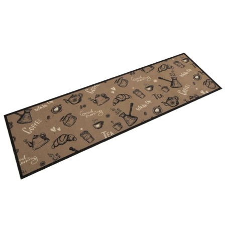 Alfombra de cocina lavable terciopelo marrón Morning 45x150 cm