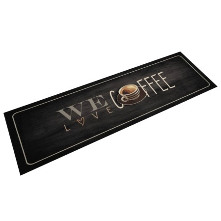Alfombra de cocina lavable terciopelo texto café 45x150 cm