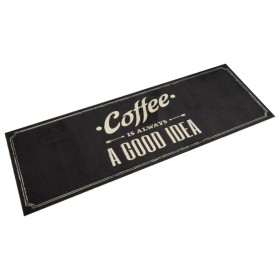 Alfombra de cocina lavable terciopelo texto café 60x180 cm