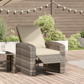 Sillón reclinable jardín y cojines ratán sintético marrón claro