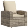 Sillón reclinable jardín y cojines ratán sintético marrón claro