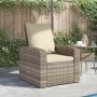 Sillón reclinable jardín y cojines ratán sintético marrón claro