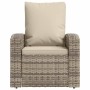 Sillón reclinable jardín y cojines ratán sintético marrón claro