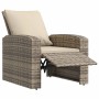 Sillón reclinable jardín y cojines ratán sintético marrón claro