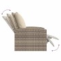Sillón reclinable jardín y cojines ratán sintético marrón claro
