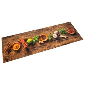 Alfombra de cocina lavable terciopelo dibujo especias 60x300 cm