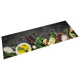 Alfombra de cocina lavable terciopelo dibujo especias 60x180 cm