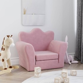 Sofá cama para niños felpa suave rosa
