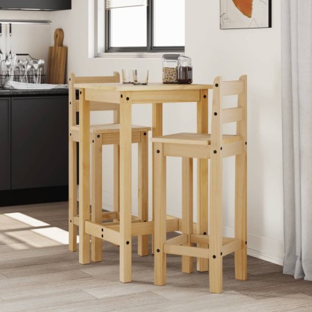 Set de mesa alta y taburetes de bar 3 pzas madera maciza pino en Conjuntos de muebles para cocinas y comedores | Comprar online 