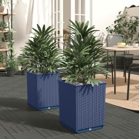 Jardineras 2 uds polipropileno azul gris 30x30x37 cm