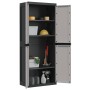 Armario de almacenaje exterior PP gris y negro 65x37x165 cm