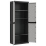 Armario de almacenaje exterior PP gris y negro 65x37x165 cm