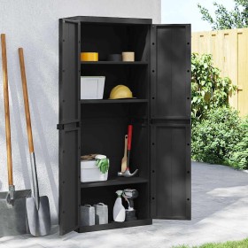 Armario de almacenaje exterior PP negro 65x37x165 cm