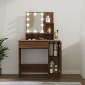 Dressing table with LED brown oak 86.5x35x136 cm by vidaXL, Bedroom Dressers - Ref: Foro24-820486, Price: 98,77 €, Discount: %