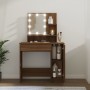 Schminktisch mit LED, braune Eiche, 86,5 x 35 x 136 cm von vidaXL, Schlafzimmerkommoden - Ref: Foro24-820486, Preis: 98,69 €,...