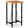 Bartisch und Hocker aus massivem Akazienholz, echtes Leder und Canvas von vidaXL, Möbelsets für Küchen und Esszimmer - Ref: F...