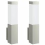 Aplique de pared exterior 2 pcs Plateado 10.5 x 6 x 35 cm