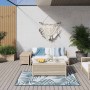 Alfombra de exterior gris y verde agua reversible 80x150 cm