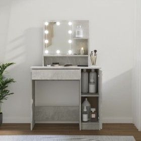 Betongrauer LED-Schminktisch 86,5 x 35 x 136 cm von vidaXL, Schlafzimmerkommoden - Ref: Foro24-808814, Preis: 102,04 €, Rabat...