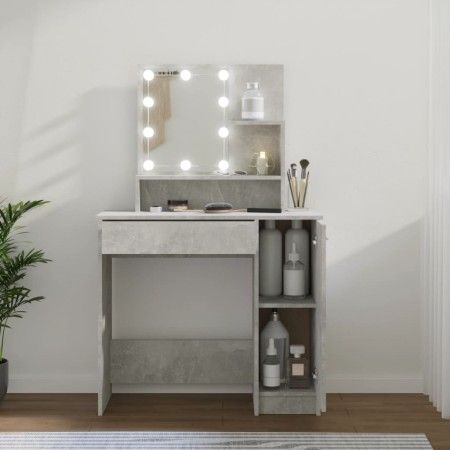 Concrete gray LED dressing table 86.5x35x136 cm by vidaXL, Bedroom Dressers - Ref: Foro24-808814, Price: 101,94 €, Discount: %