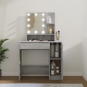 Sonoma grauer LED-Schminktisch 86,5x35x136 cm von vidaXL, Schlafzimmerkommoden - Ref: Foro24-820485, Preis: 95,94 €, Rabatt: %