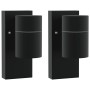 Aplique de pared exterior 2 pcs Negro 6.5 x 10.5 x 16 cm
