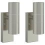 Aplique de pared exterior 2 pcs Plateado 7 x 10 x 22 cm