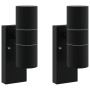 Aplique de pared exterior 2 pcs Negro 7 x 10 x 22 cm