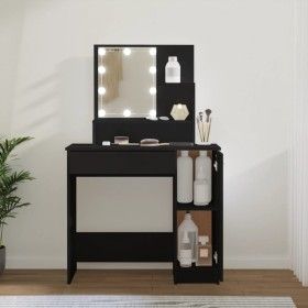 Schminktisch mit LED schwarz 86,5x35x136 cm von vidaXL, Schlafzimmerkommoden - Ref: Foro24-808811, Preis: 91,48 €, Rabatt: %