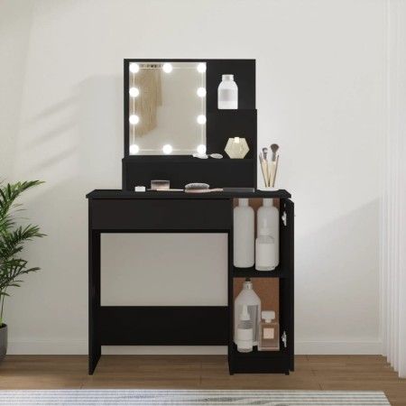 Dressing table with LED black 86.5x35x136 cm by vidaXL, Bedroom Dressers - Ref: Foro24-808811, Price: 91,48 €, Discount: %